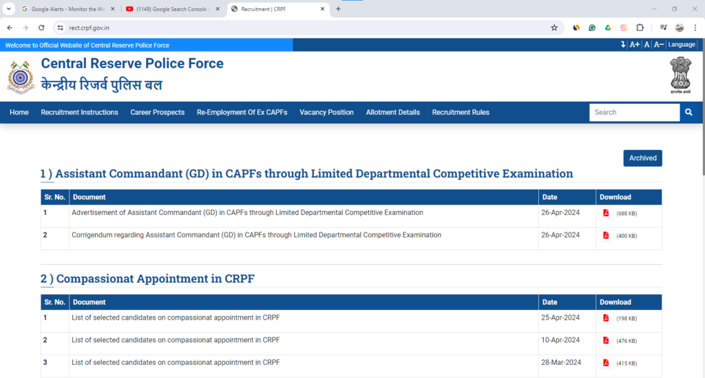 CRPF Recruitment 2024